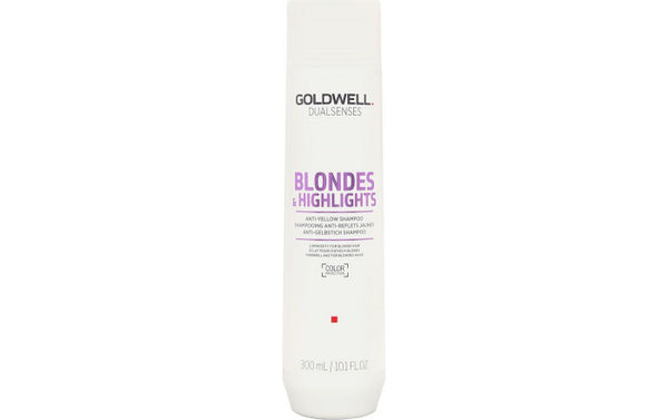 Goldwell Dual Senses Blonde & Highlights Shampoo Brings out colour luminosity and neutralizes unwanted yellow tones for blonde colour reflection