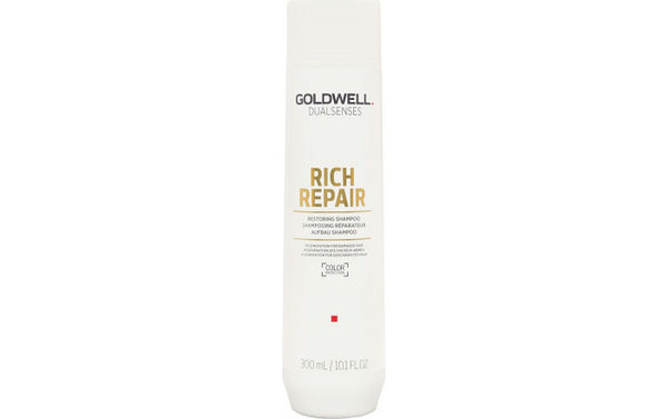 Goldwell Dual Senses Rich Repair Shampoo Restores severely damaged hair structures.