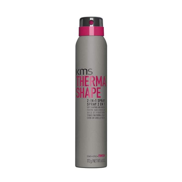 KMS Therma Shape 2 in 1 Spray Shape with hot tools and use as a finishing spray for extra hold and shine