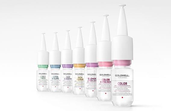 Goldwell Conditioning Treatment Serums Intensive Conditioning Treatment Serum that instantly offer care solutions that perfectly match each hair need.  Comes in 7 Different Varieties.  Colour, Colour Extra Rich, Blonde & Highlights, Rich Repair, Just Smooth, Ultra Volume and Curls and Waves