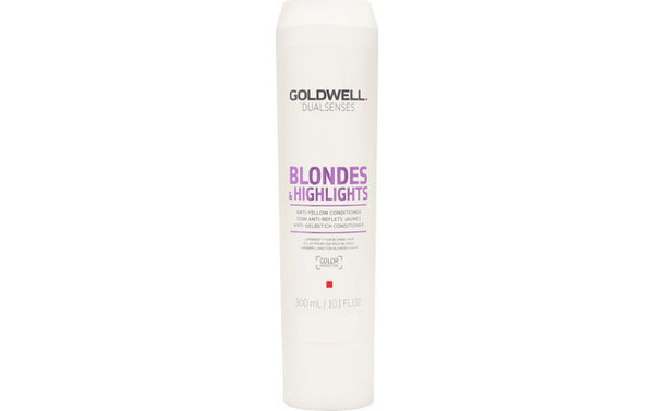 Goldwell Dual Senses Blonde & Highlights Conditioner Brings out colour luminosity and neutralizes unwanted yellow tones for blonde colour reflection